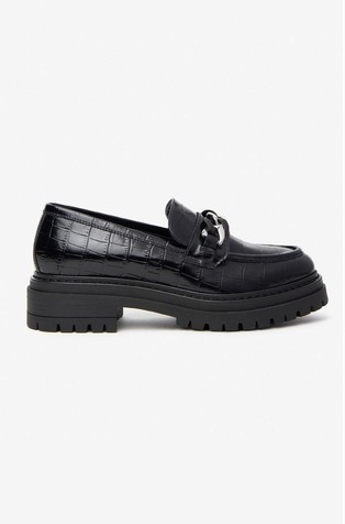 Croc-effect leather loafers