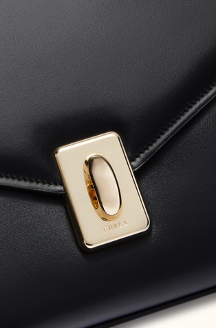 FURLA Usnjena torbica za čez ramo Črna - Black 4