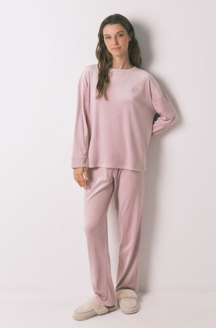 Long velvet ribbed pajamas