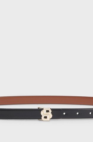 HUGO BOSS Reversible leather belt with Double B monogram buckle Black 3