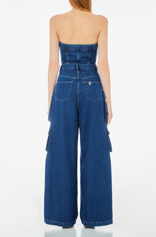 LIU JO Denim kombinezon z odkritimi rameni Modra - Blue 2