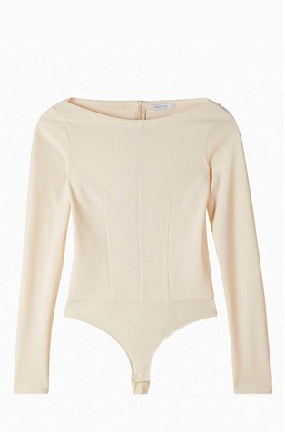 Bodi z dolgimi rokavi in šivi v slogu korzeta