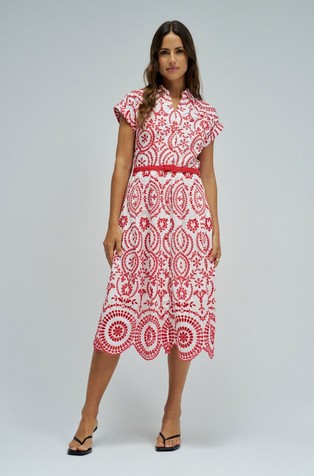 Srajčna obleka s kontrastnimi vezeninami