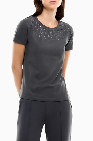 Slim-fit t-shirt Precious in cotton jersey with rhinestones
