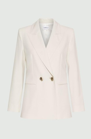 Suknjič z dvorednim zapenjanjem iz raztegljivega platna