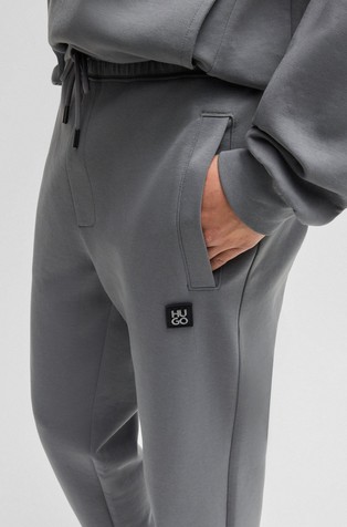 HUGO BOSS Cotton blend tracksuit bottoms with stacked logo Gray 4