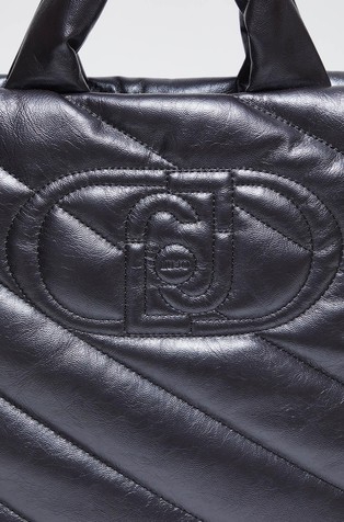 LIU JO Glossy quilted tote bag Anthracite 4