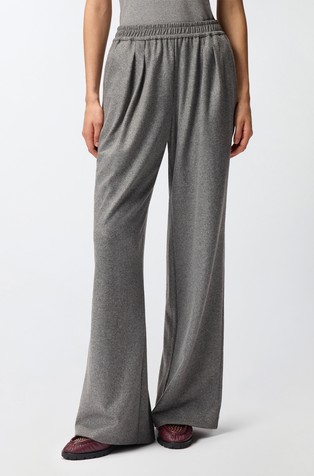 Melirane široke hlače iz mešanice z volno