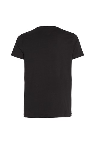 TOMMY HILFIGER Bombažna majica z V-izrezom Črna - Black 6