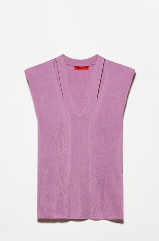 Rib-knit sleeveless top in viscose-blend