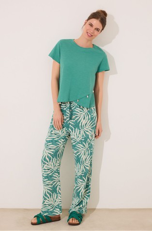 WOMEN'SECRET Long print viscose trousers Green / Beige 5