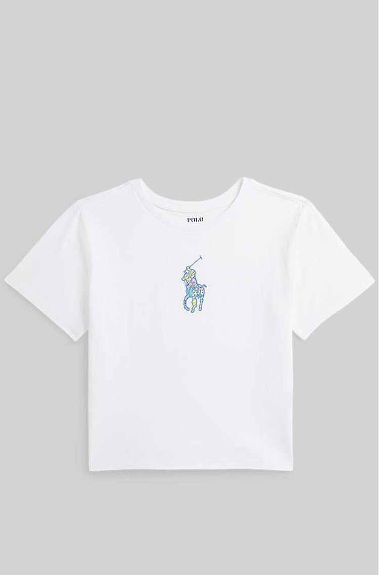RALPH LAUREN Big Pony boxy fit majica iz bombažnega jerseya Bela - White 