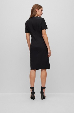 HUGO BOSS Viscose blend dress with asymmetric front zips Black 2