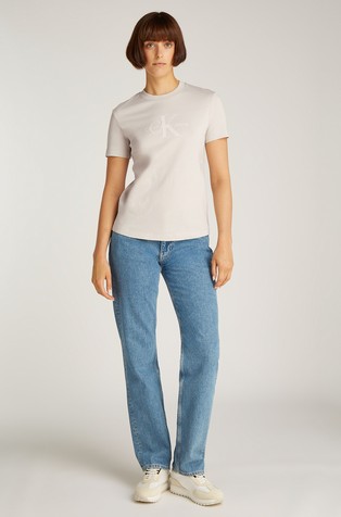 CALVIN KLEIN Glossy Monogram Regular Tee Gray 3