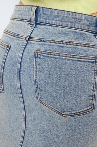 NOISY MAY NMKLEO mini denim krilo z visokim pasom Modra - Light Blue 5