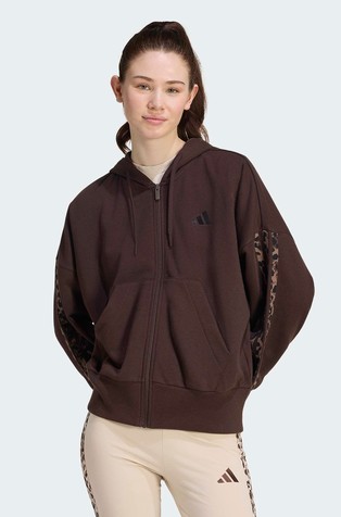 Essentials Animal-Print 3-Stripes Full-Zip Hoodie