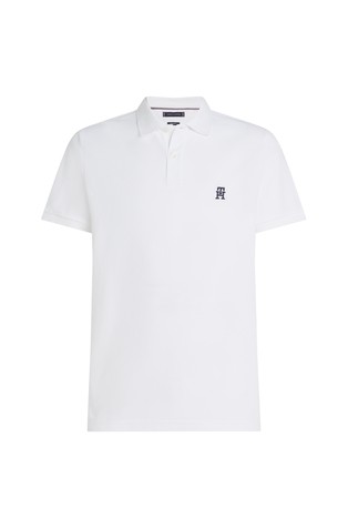 TOMMY HILFIGER Polo majica s kontrastnim vezenim monogramom Bela - White 5