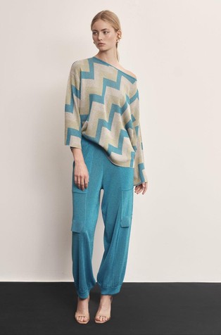 Knitted faux-cargo pants