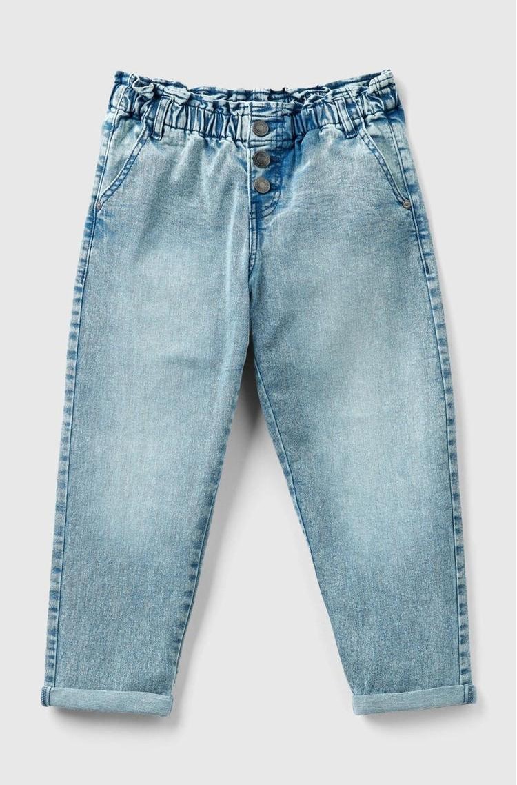 BENETTON Eco-Recycle jeans hlače z nabranim pasom Modra - Blue 
