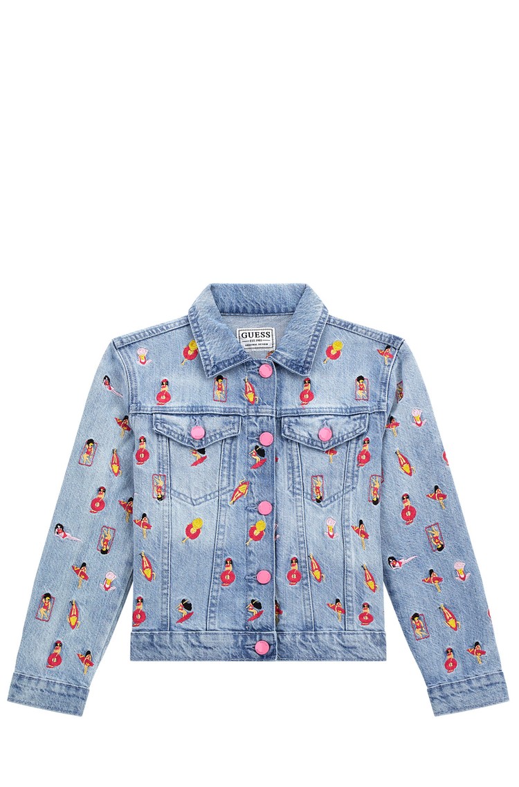 GUESS Denim jacket with embroideries Blue 