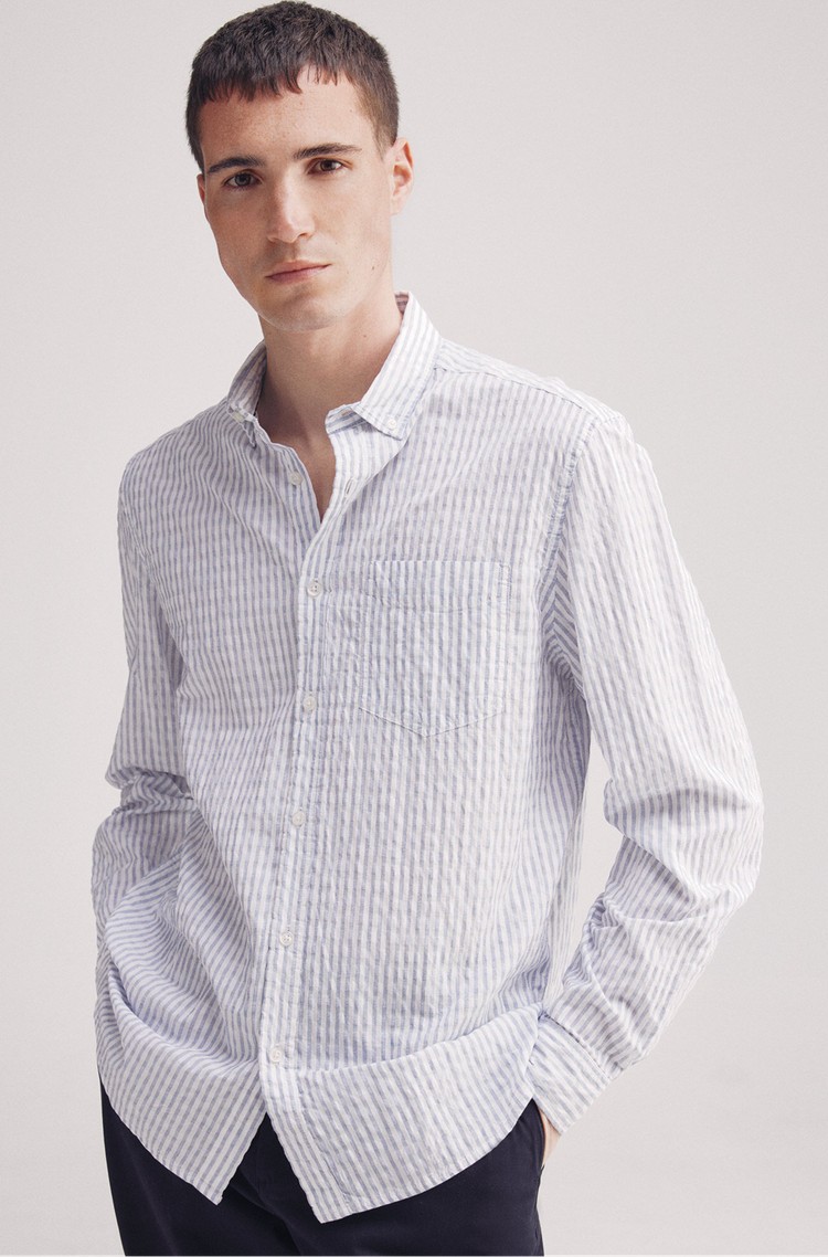 SPRINGFIELD Striped seersucker shirt Blue / White 