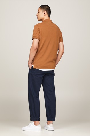 TOMMY HILFIGER Slim fit bombažna polo majica z zadrgo Rjava - Brown 2