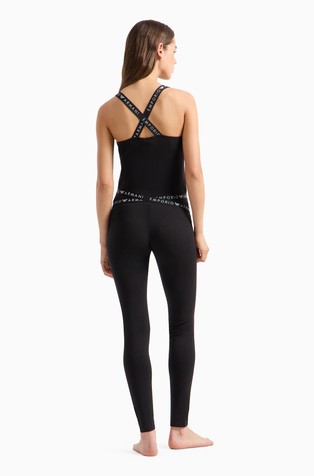 EMPORIO ARMANI Iconic loungewear leggings with logo waistband Black 2