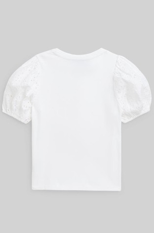 RALPH LAUREN Cotton-modal Eyelet-sleeve Top White / Tonal 2