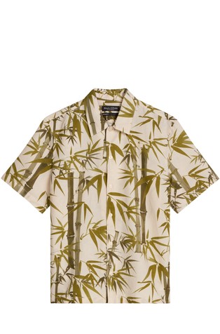 Regular fit srajca s kratkimi rokavi iz lana in organskega bombaža