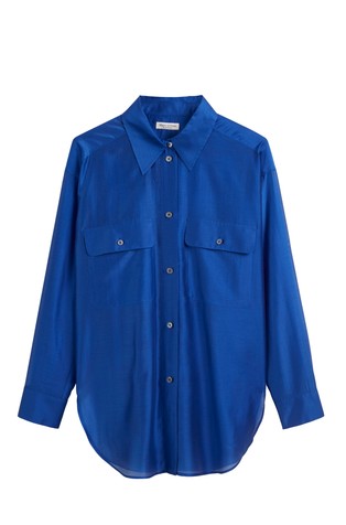 MARC O'POLO Oversized fit srajca iz liocelne mešanice Modra - Shiny Blue 4