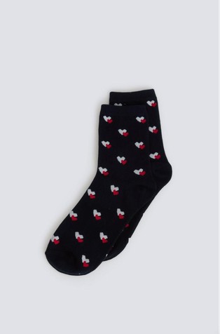 Long heart print sock