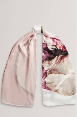 Svilen šal s cvetličnim potiskom