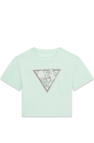 Cropped majica s triangel logotipom in bleščicami