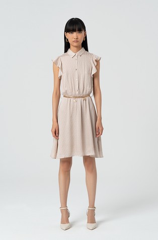 Patterned shirt dress in viscose and silk