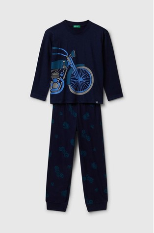 Bombažna pižama z dolgimi rokavi in potiskom kolesa