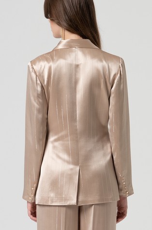 FRACOMINA Satin double breasted blazer with strasses Beige 2