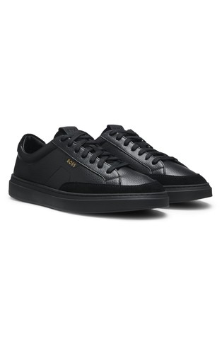 Leather trainers with suede trims