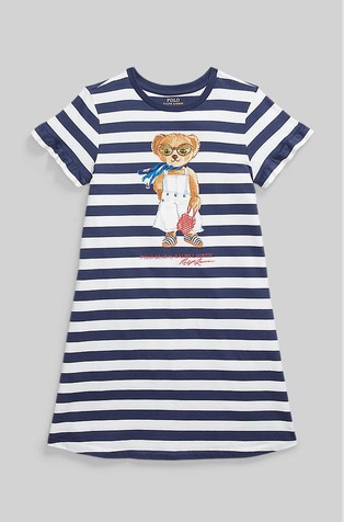 Polo Bear črtasta obleka s kratkimi rokavi