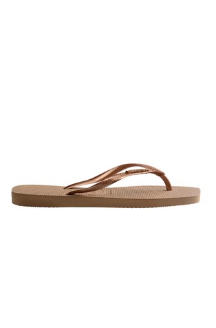 Slim Square Logo Metallic Flip Flops