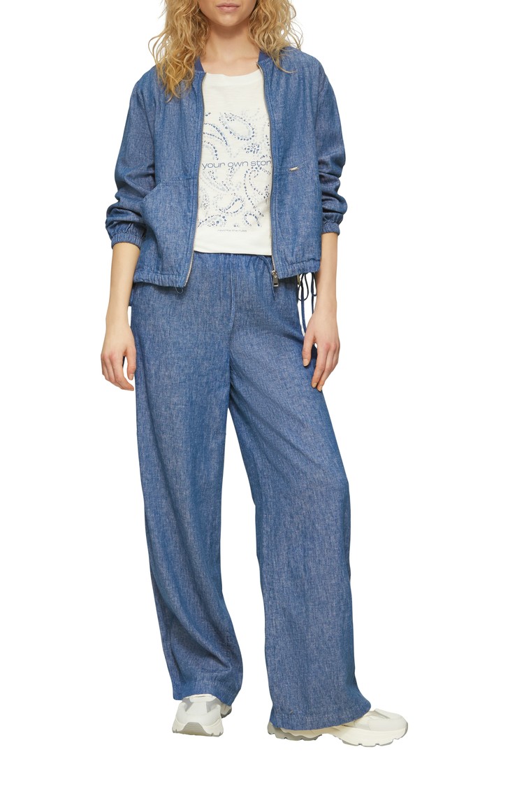 S.OLIVER Casual linen blend bomber jacket in a denim look Blue 