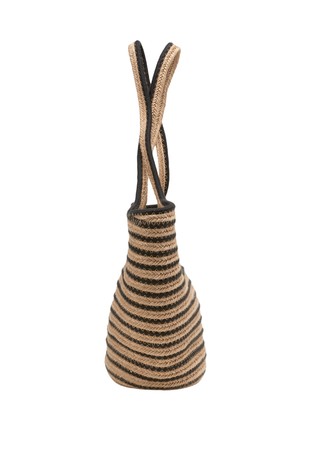 MARC O'POLO Large shopper with stripes Black / Nature 2