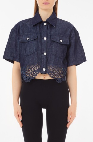 Cotton blend shirt with perforations