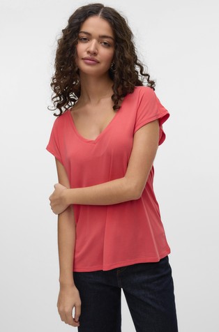 VERO MODA VMFILLI T-shirt in modal-blend Washed Red 5
