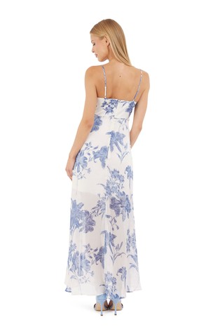 GUESS Chiffon maxi dress with floral pattern White / Blue 2