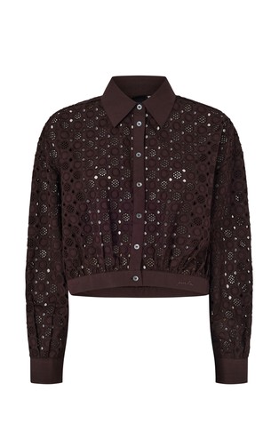 Cropped embroidered shirt