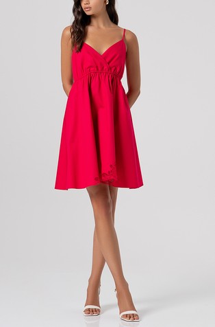 Mini obleka z naramnicami iz bombažnega poplina