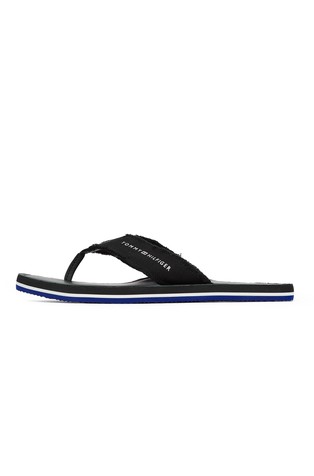 TOMMY HILFIGER Platnene japonke z logotipom Črna - Black 4