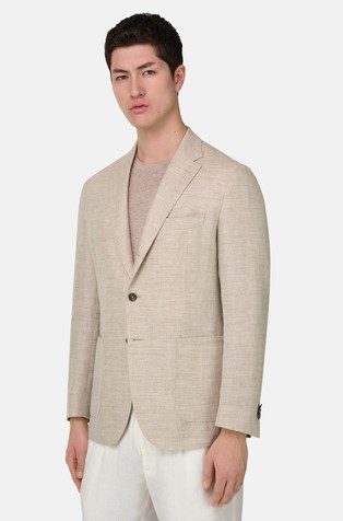 Suknjič iz lana in volne z vzorcem ribje kosti