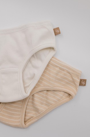 LUNILOU Paket 2 spodnjih hlačk iz organskega bombaža Večbarvna -  Stripes Brazilian Sand/Off White 2