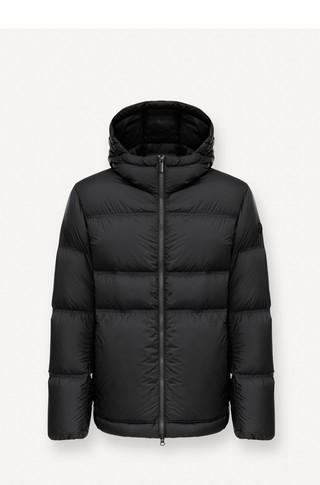 Water-repellent hooded down jacket